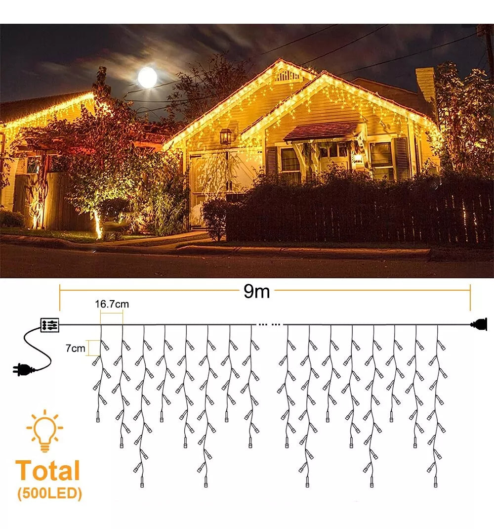 Serie Navideña de luces tipo cascada 9 metros 500 LEDs